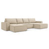 WOHNLANDSCHAFT Samt Stoff Beige - Beige/Creme, Kunststoff/Textil (398/82/185cm) - Makamii