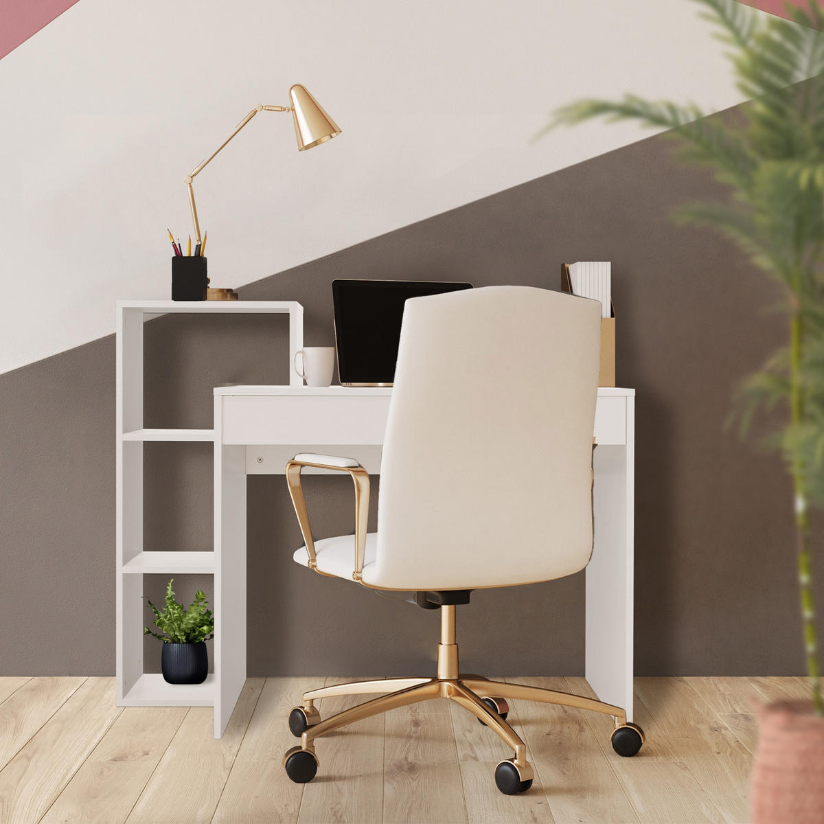 SCHREIBTISCH - Weiß, Holzwerkstoff (110/40/91cm) - ML-DESIGN