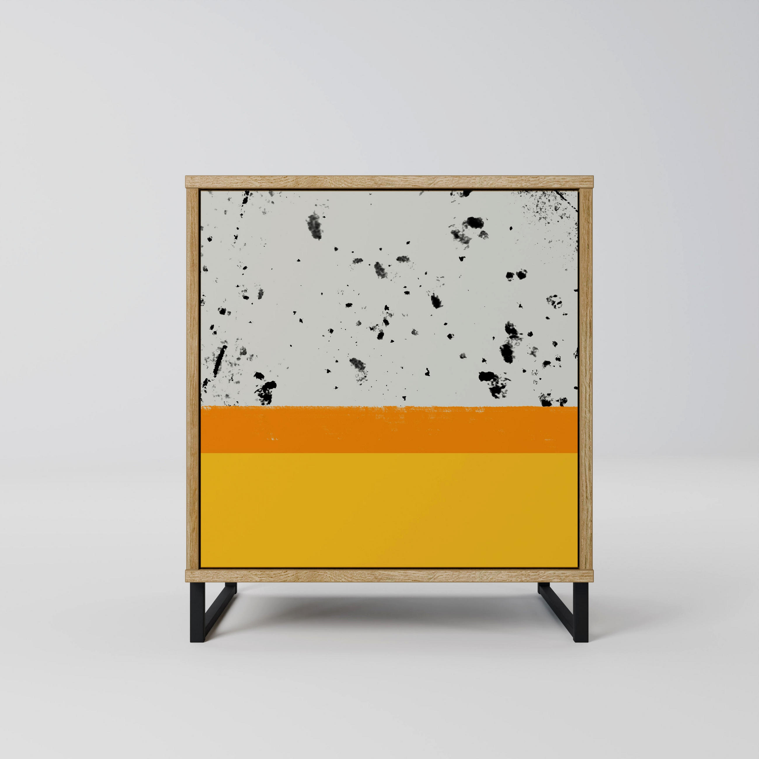 SIDEBOARD DYED BY ORANGE, Eichefarben, 57,5x42x67,5 cm, Schwarze Metall-Rahmenfüße - Eichefarben/Multicolor, Holzwerkstoff/Metall (57.5/67.5/42cm) - SpaceRebels