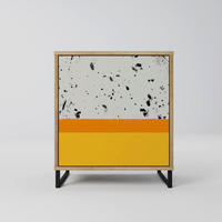 SIDEBOARD DYED BY ORANGE, Eichefarben, 57,5x42x67,5 cm, Schwarze Metall-Rahmenfüße - Eichefarben/Multicolor, Holzwerkstoff/Metall (57.5/67.5/42cm) - SpaceRebels