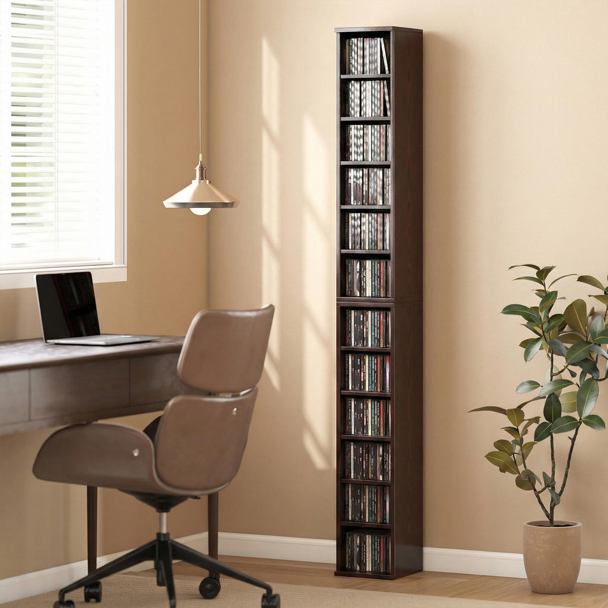 CD-REGAL 2er-Set DE-14520 12 Fächer für 204 CDs Braun - Braun, Holzwerkstoff (22.5/88.5/21cm) - ComfortXL