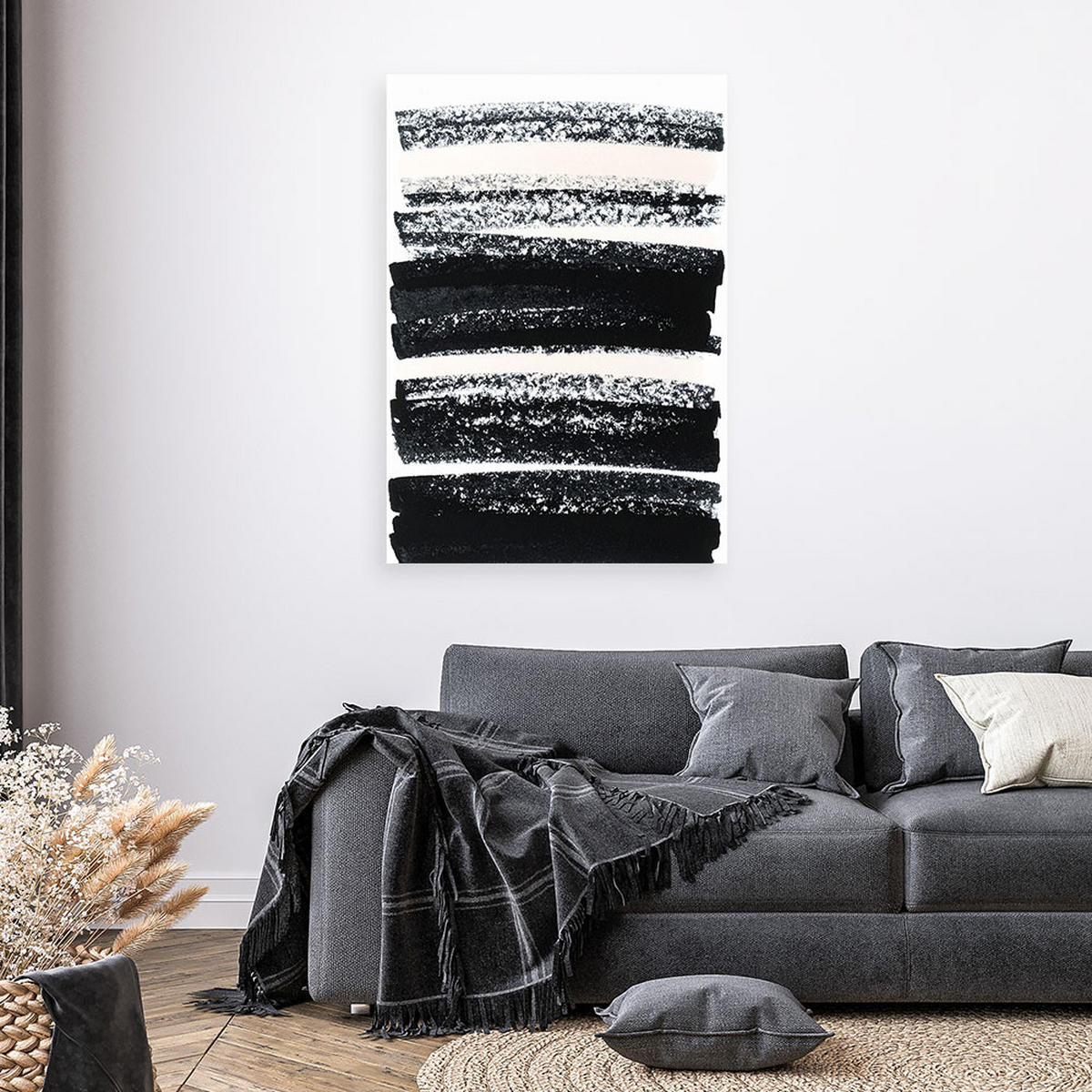 LEINWANDBILD Moderne Abstraktion 80x120cm - Schwarz, Textil (80/120cm) - Feeby