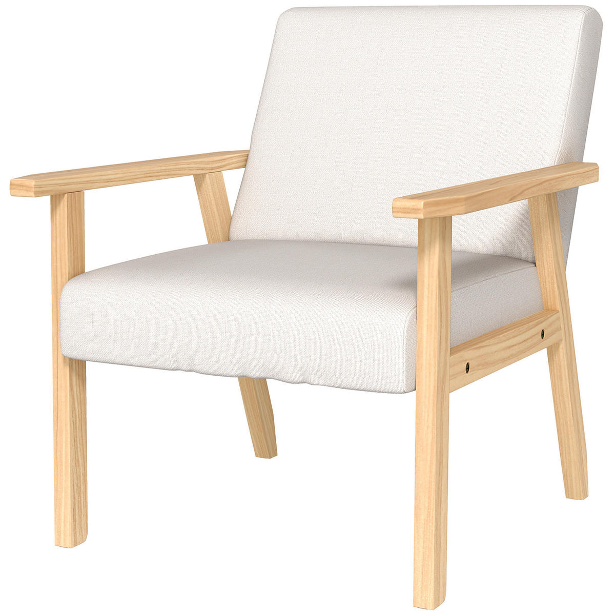 POLSTERSTUHL DE-06812 mit Armlehnen in Leinenoptik und Massivholzrahmen Creme - Creme, Holz (70/72/64cm) - ComfortXL
