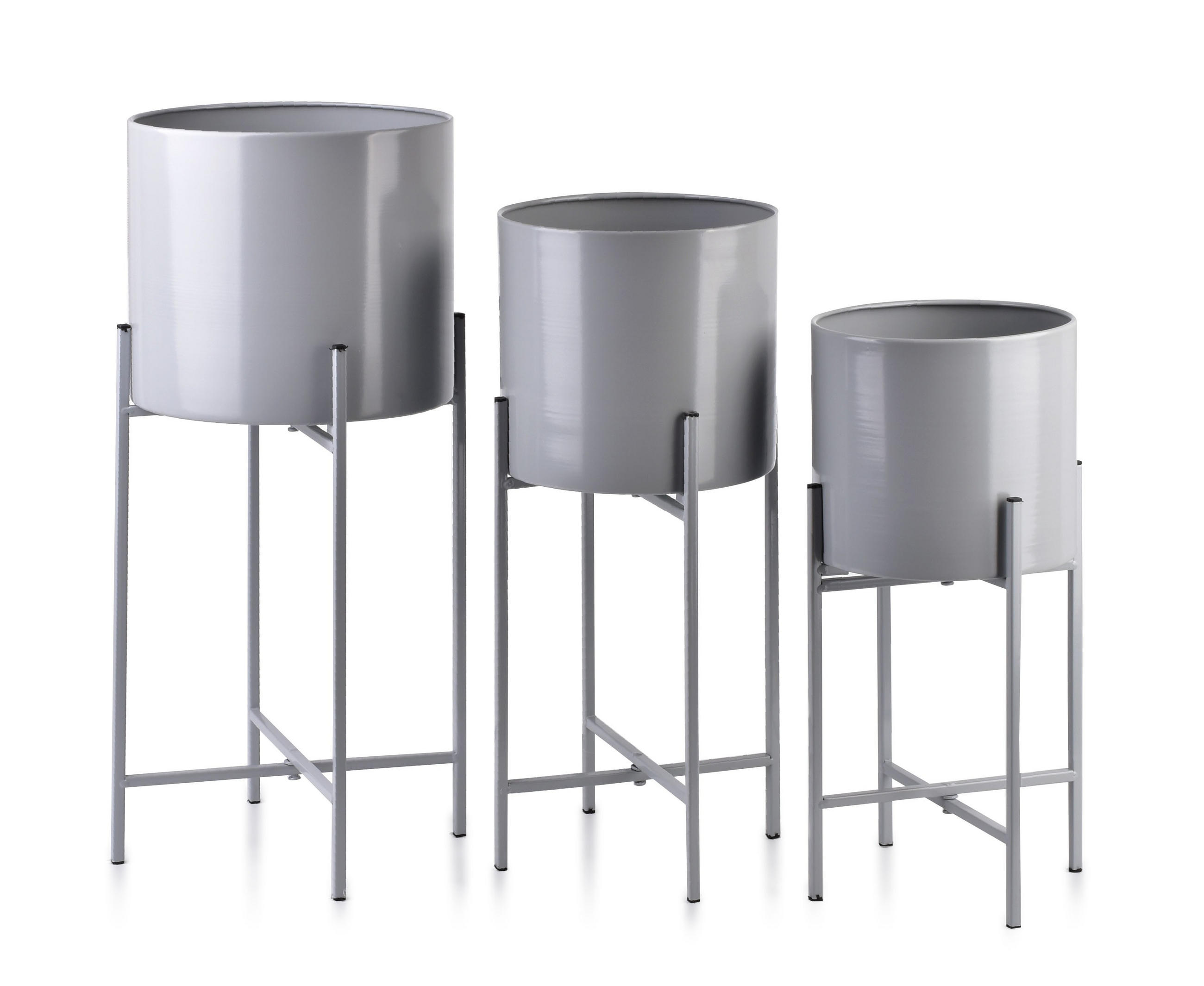 BLUMENTÖPFEN Swen Grau 23/20/54 cm Metall - Grau, Metall (54cm) - Mondex
