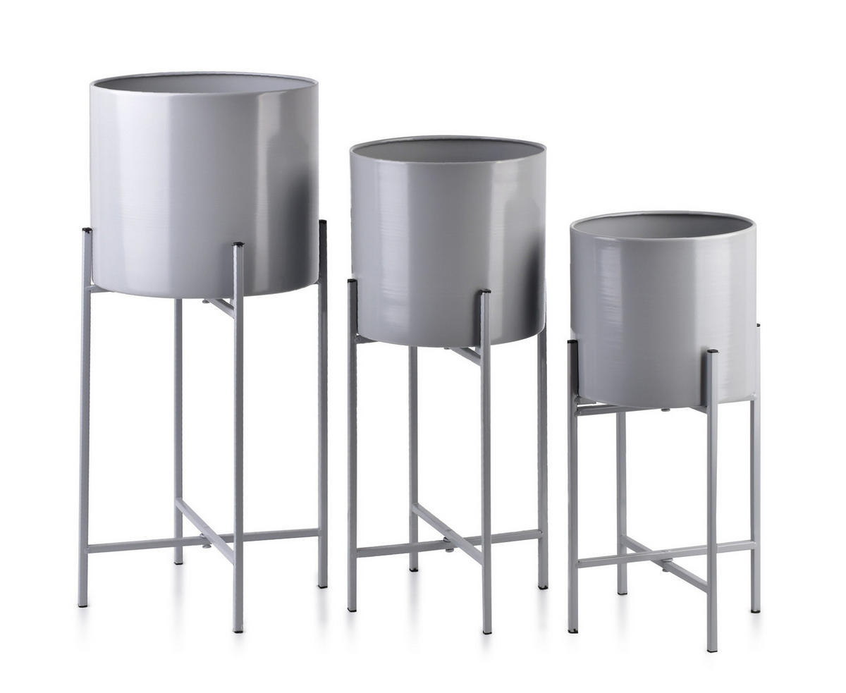 BLUMENTÖPFEN Swen Grau 23/20/54 cm Metall - Grau, Metall (54cm) - Mondex