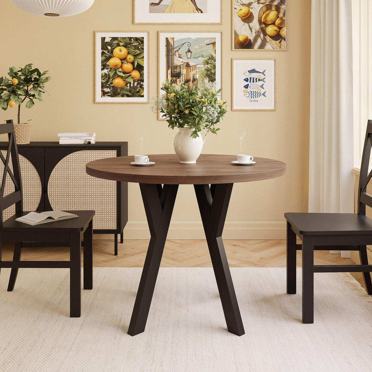 ESSTISCH YARA 100/76,5 cm Okapi-Nussbaum - Nussbaumfarben, Holzwerkstoff (100/100/76.5cm) - Idohome