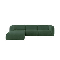 ECKSOFA Ottomane Links MIRA-L2 318x179x89 Grün Cord - Salbeigrün/Schwarz, Holzwerkstoff/Kunststoff (318/179cm) - ALTDECOR