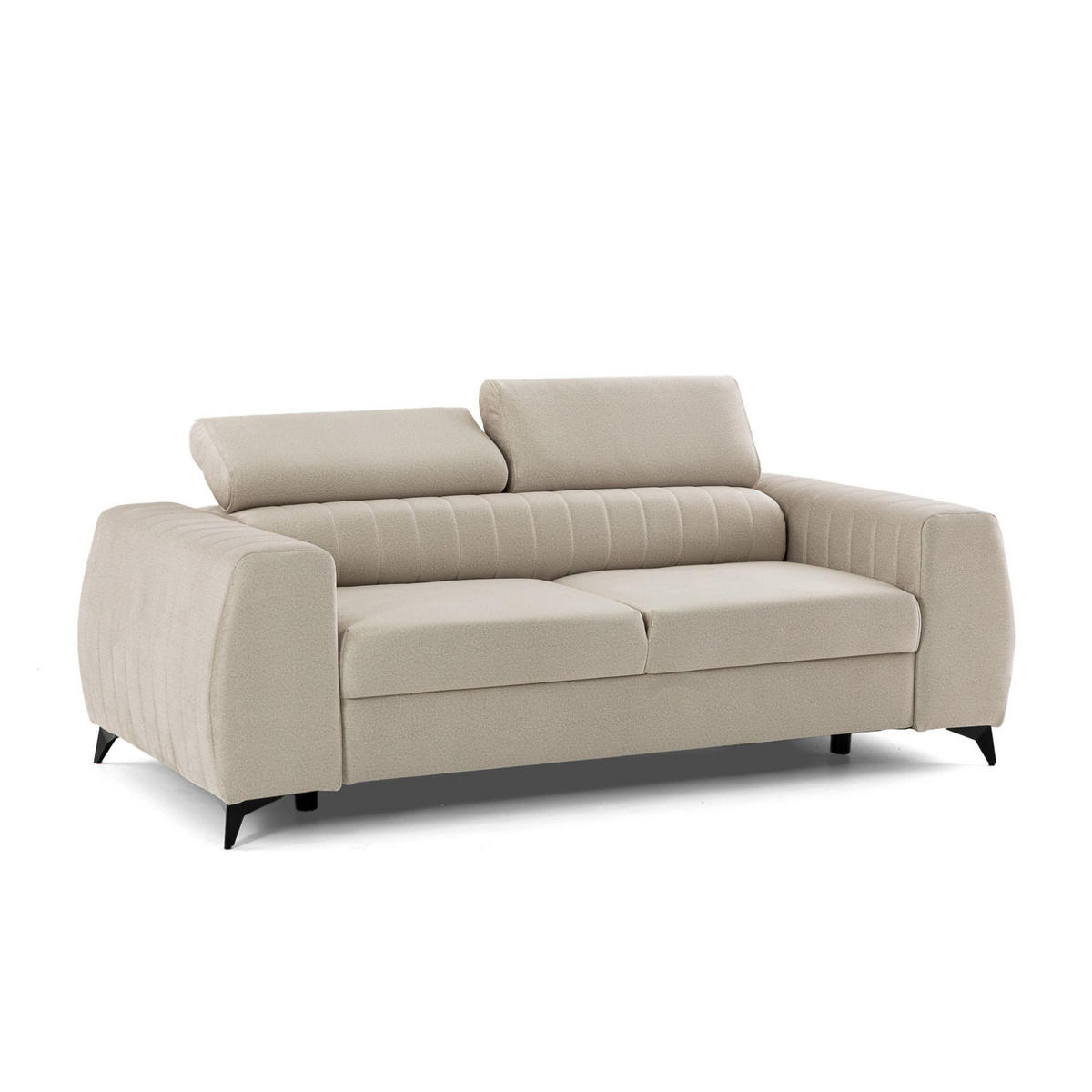 2-SITZER-SOFA PIERO 206 cm Velours Creme - Creme/Schwarz, Holz/Textil (206/95/100cm) - Muffo
