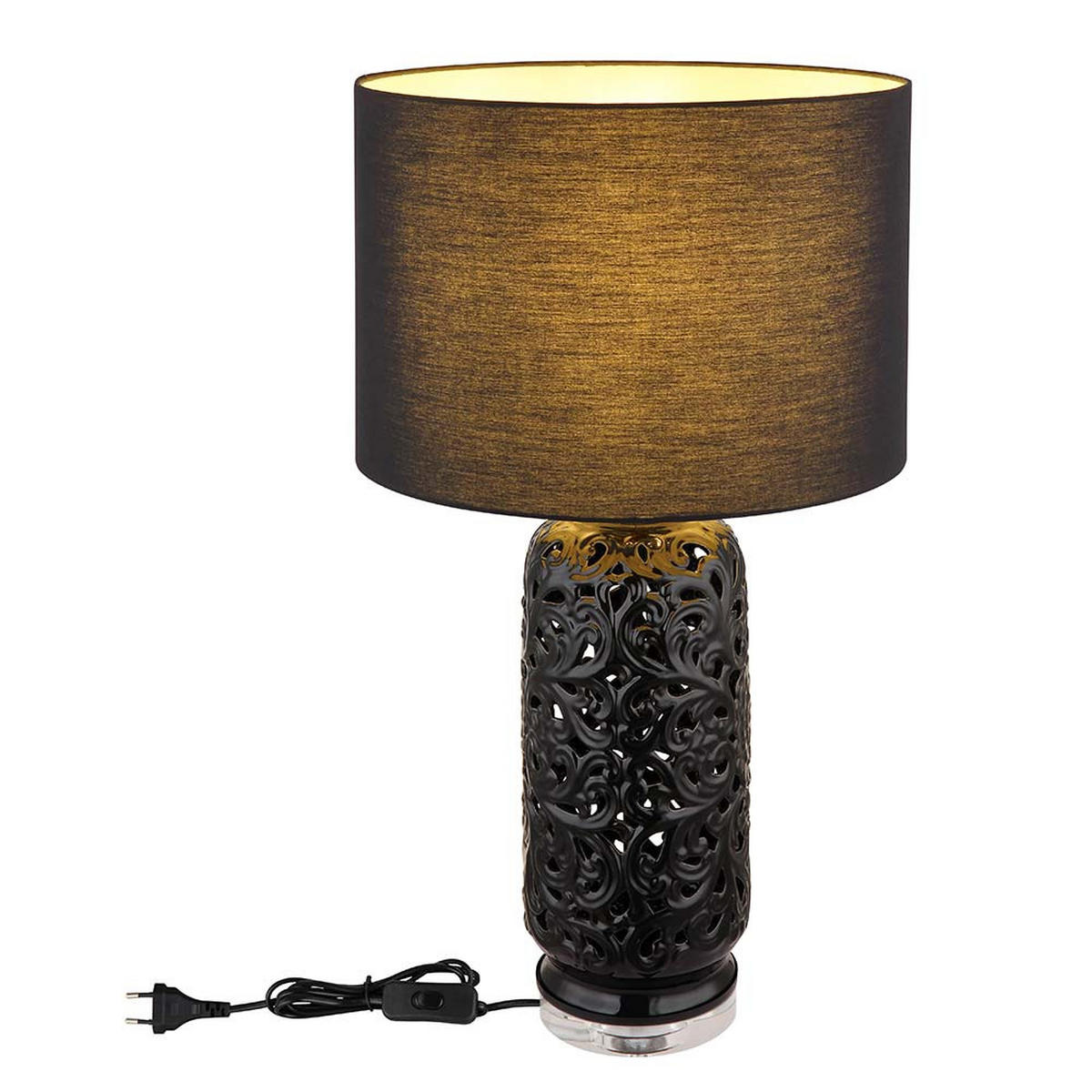 LED TISCHLEUCHTE Keramik Schwarz Textil - Schwarz, Textil (40/40/71cm) - Globo Lighting