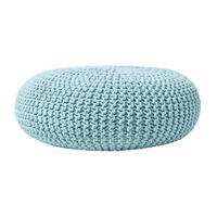STRICK-POUF pastellblau, Bodenkissen rund 70/70/23 cm - Hellblau, Textil (70/23/70cm) - Homescapes