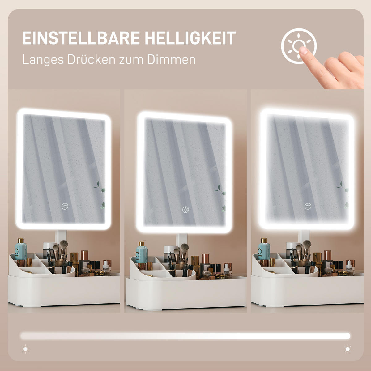SCHMINKSPIEGEL DE-09874 180° drehbar, LED, 2 Beleuchtungsmodi Weiß - Weiß, Kunststoff (13.8/22/38cm) - ComfortXL