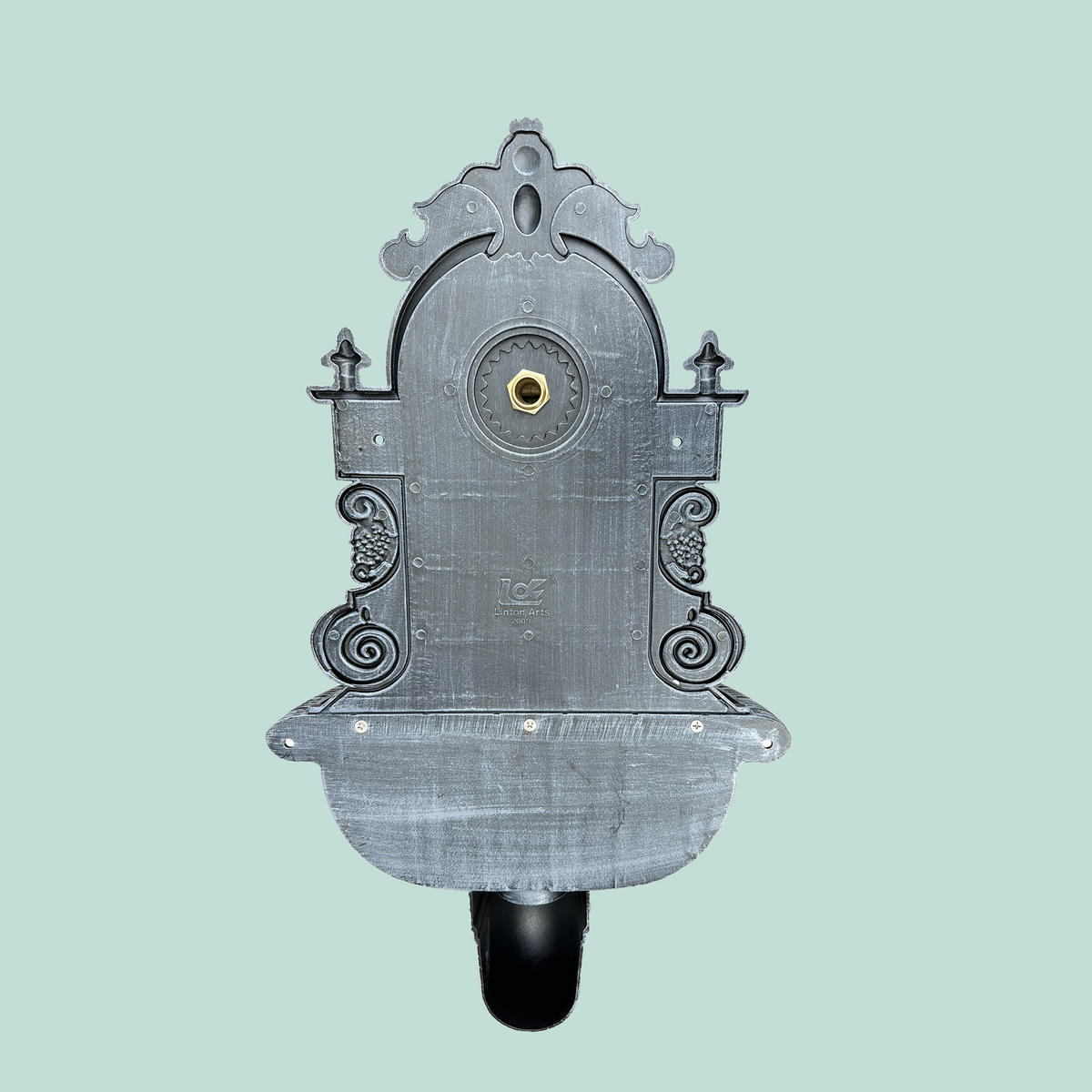 WANDBRUNNEN Grau Antik Aluminiumguss - Grau, Metall (22/44/75cm) - Relaxdays
