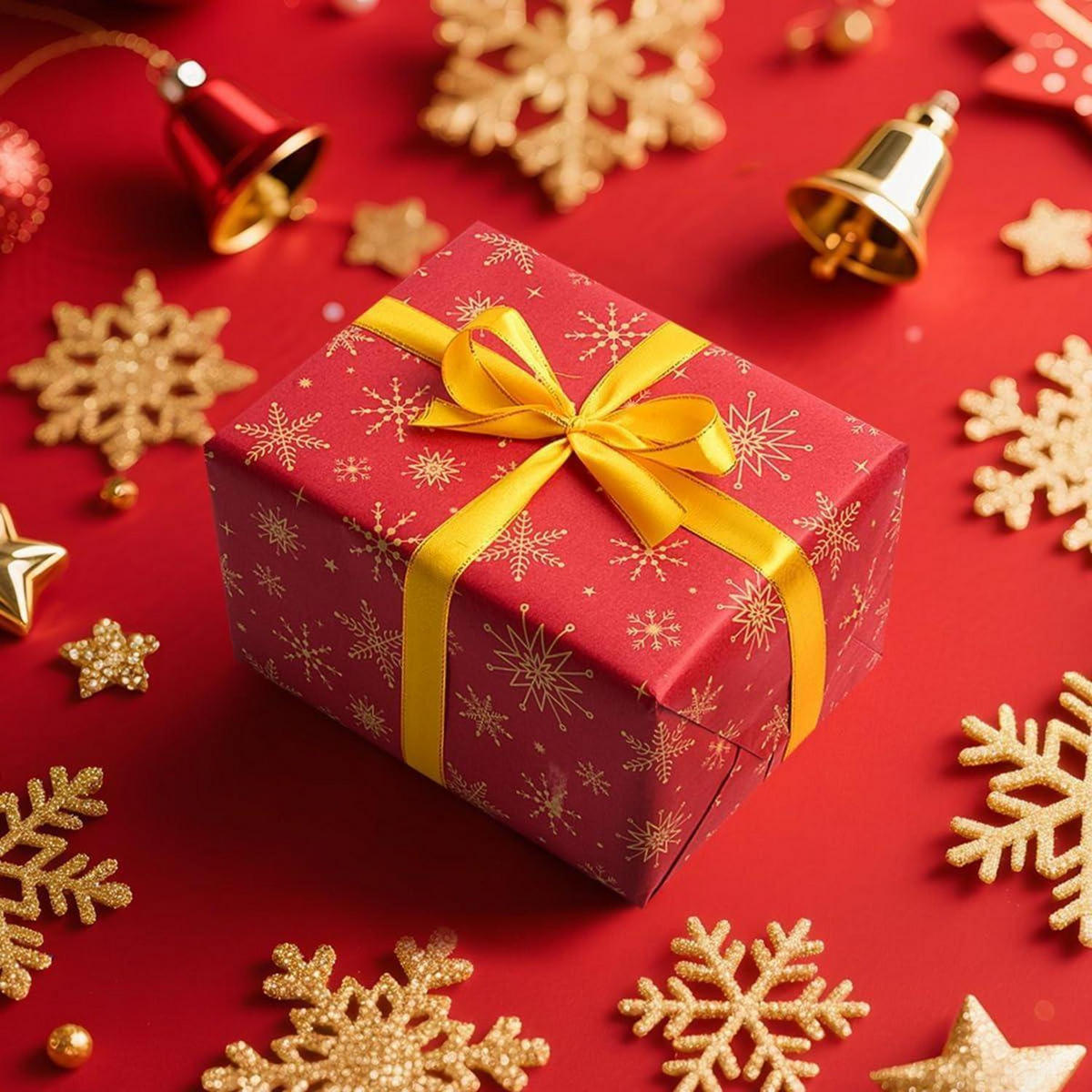 GESCHENKPAPIER Rolle 43 cm x 20 m Kraftpapier Weihnachtsmotiv - Rot, Papier (43/1/2000cm)