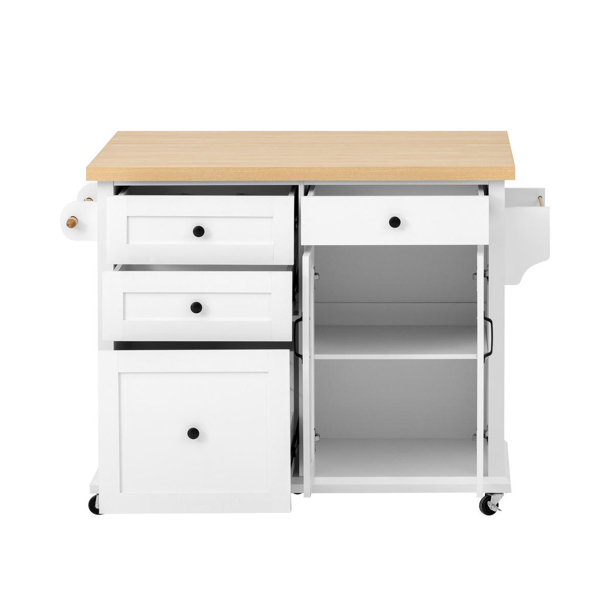 KÜCHENINSEL mit ausziehbarer Arbeitsplatte 107 x 45-70 x 90,5 cm Weiß - Weiß, Holz (45/90.5/107cm) - Beauniv