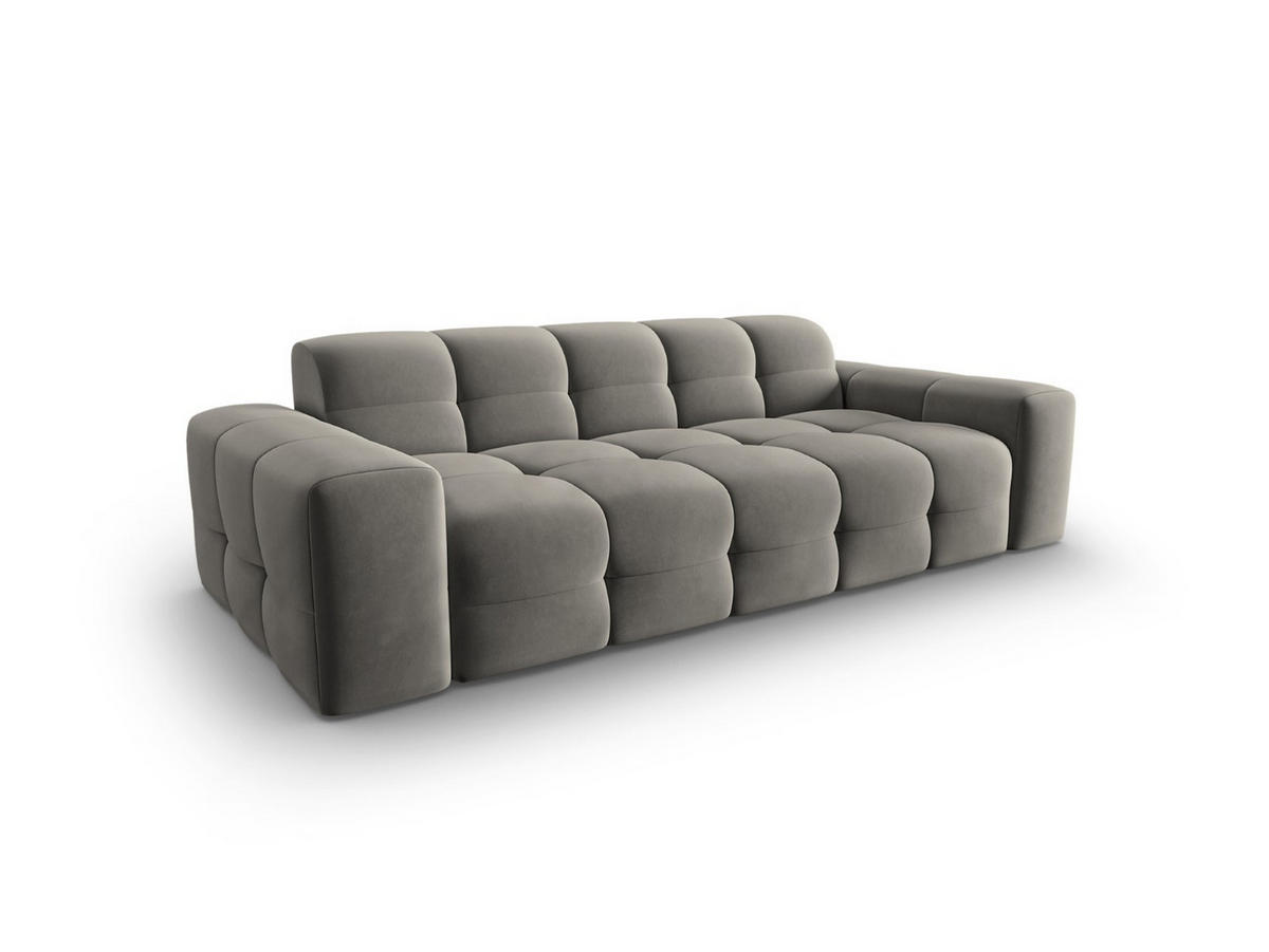SOFA Kendal aus Samt dunkelgrau 3 Sitzplätze - Dunkelgrau, Textil (103/79/222cm) - Micadoni