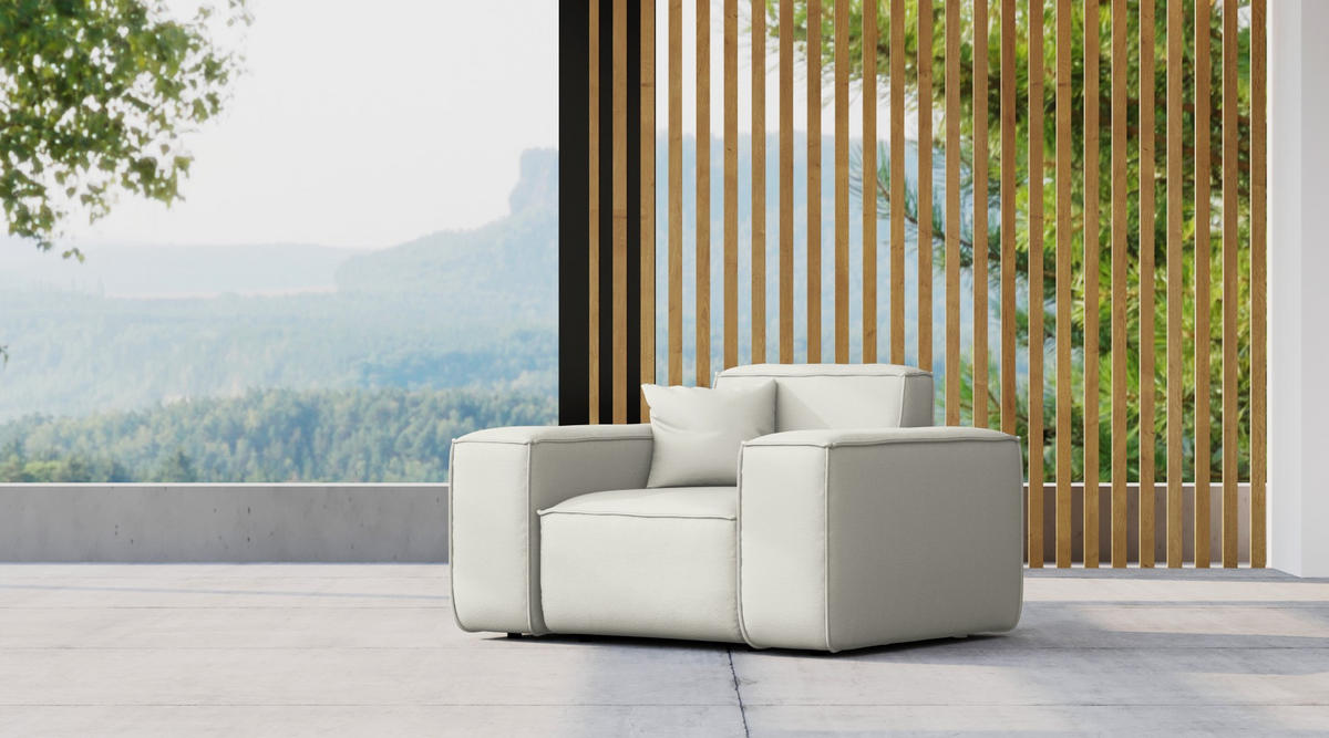 GARTENSESSEL Für Den Garten MALIBU Stoff Odyssey Creme - Creme, Holz (121/73/88cm) - Kaiser Möbel