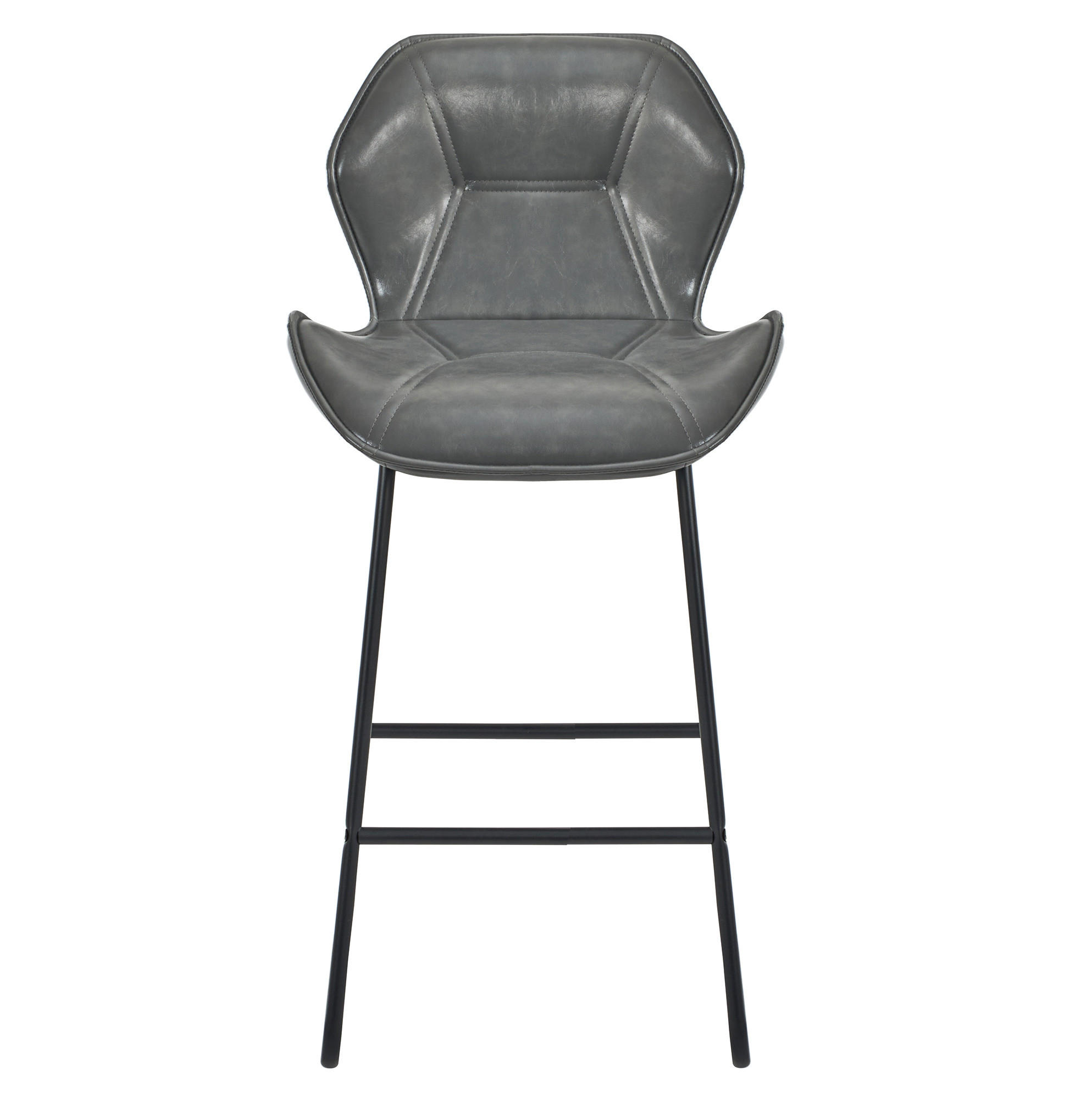 BARHOCKER 2er-Set mit Rückenlehne Kunstleder Grau - Grau, Metall (47/91.5/48.5cm) - Meubliv