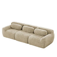 ECKSOFA modular mit rutschfester Basis Plüsch Hellkhaki - Beige, Kunststoff (104/73/291cm) - Meubliv