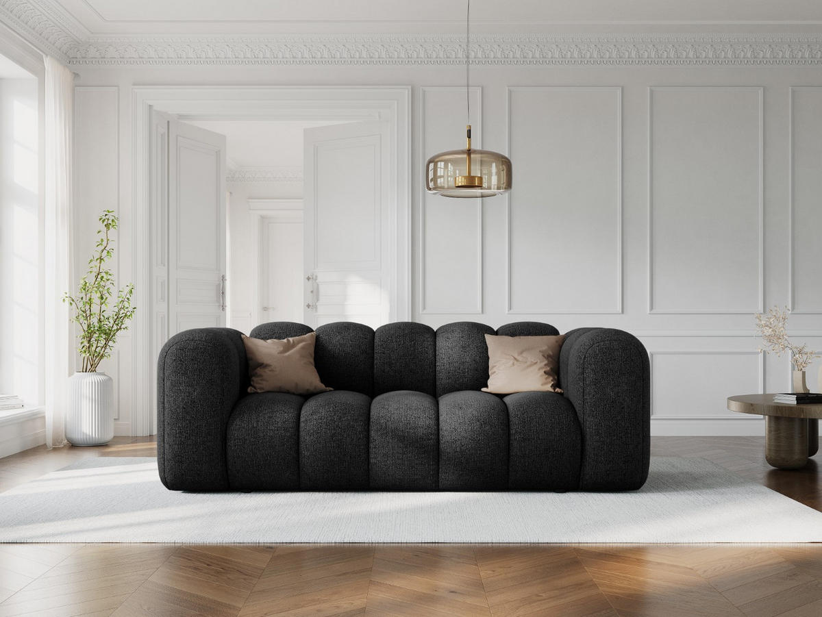 SOFA Lupine aus Chenille-Stoff schwarz 2 Sitzplätze - Schwarz, Textil (95/70/200cm) - Micadoni