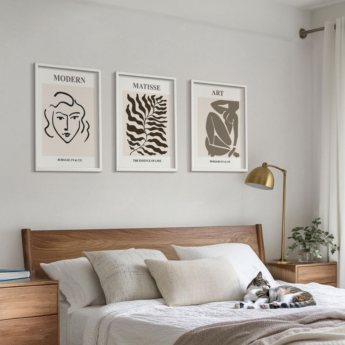 WANDBILDER 3er-Set - 40x60 cm Weißer Rahmen - Stilvolle Grafiken, Linien, Zeichen - Weiß, Kunststoff (40/60cm) - ArtPrintCave