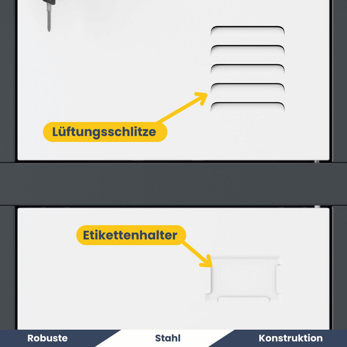 SCHLIESSFACHSCHRANK Spind BERN 12 Fächer185x90x40cm Anthrazit-Weiß - Anthrazit, Metall (90/185/40cm) - DELUKE