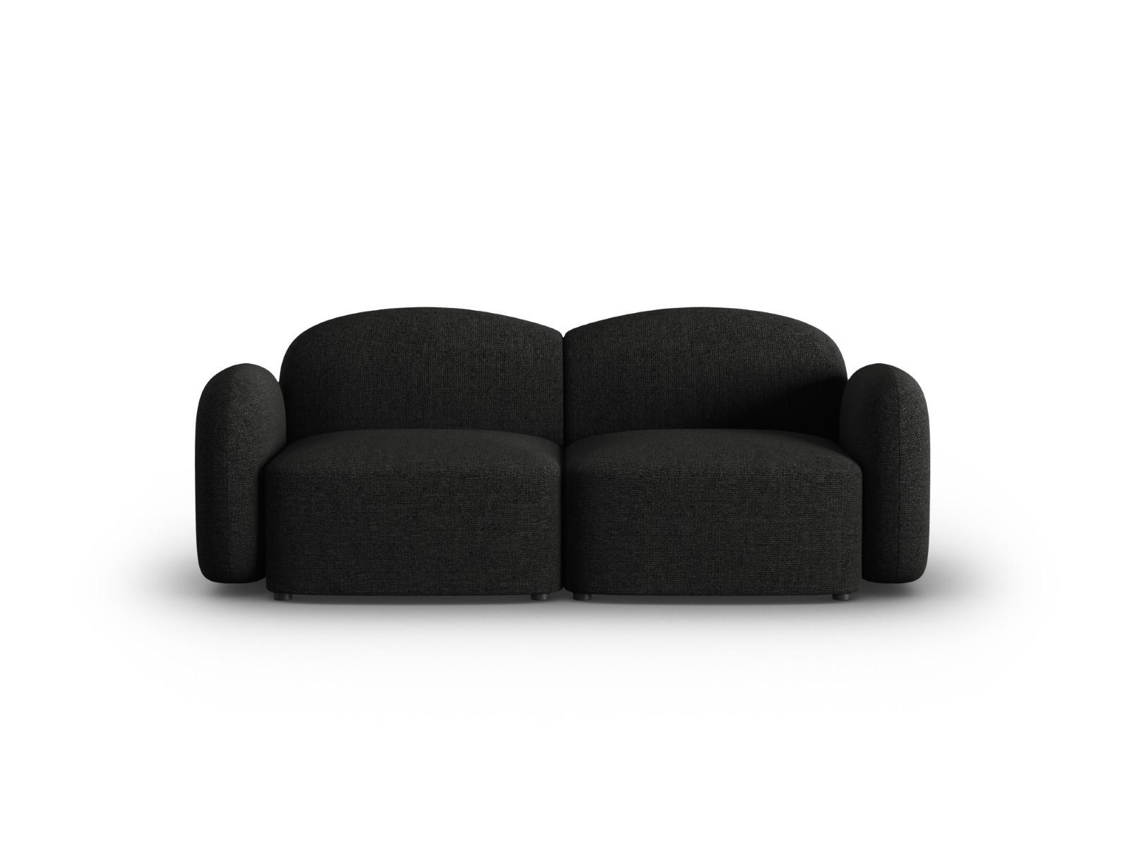 SOFA Blair aus Chenille-Stoff mischung schwarz 2 Sitzplätze - Schwarz, Textil (87/80/194cm) - Micadoni