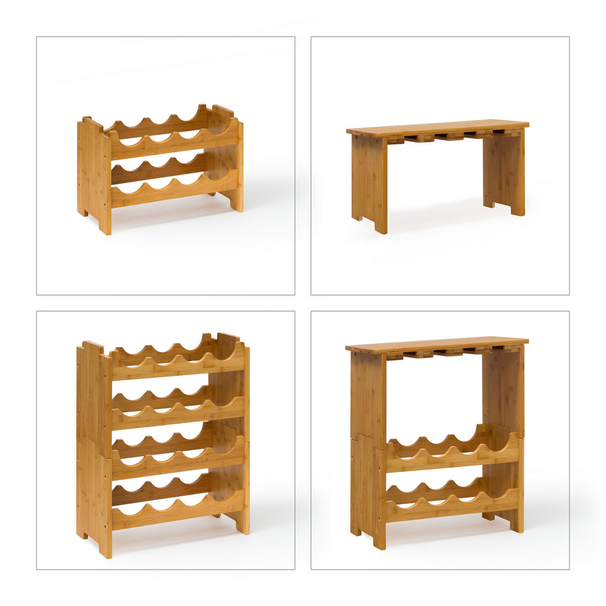 WEINREGAL - Hellbraun, Holz (50/84/24cm) - Relaxdays