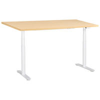 SCHREIBTISCH elektrisch höhenverstellbar 160/72 cm Hellbraun/Weiß Destinas - Hellbraun/Braun, Holzwerkstoff/Metall (72/160/67cm) - Beliani