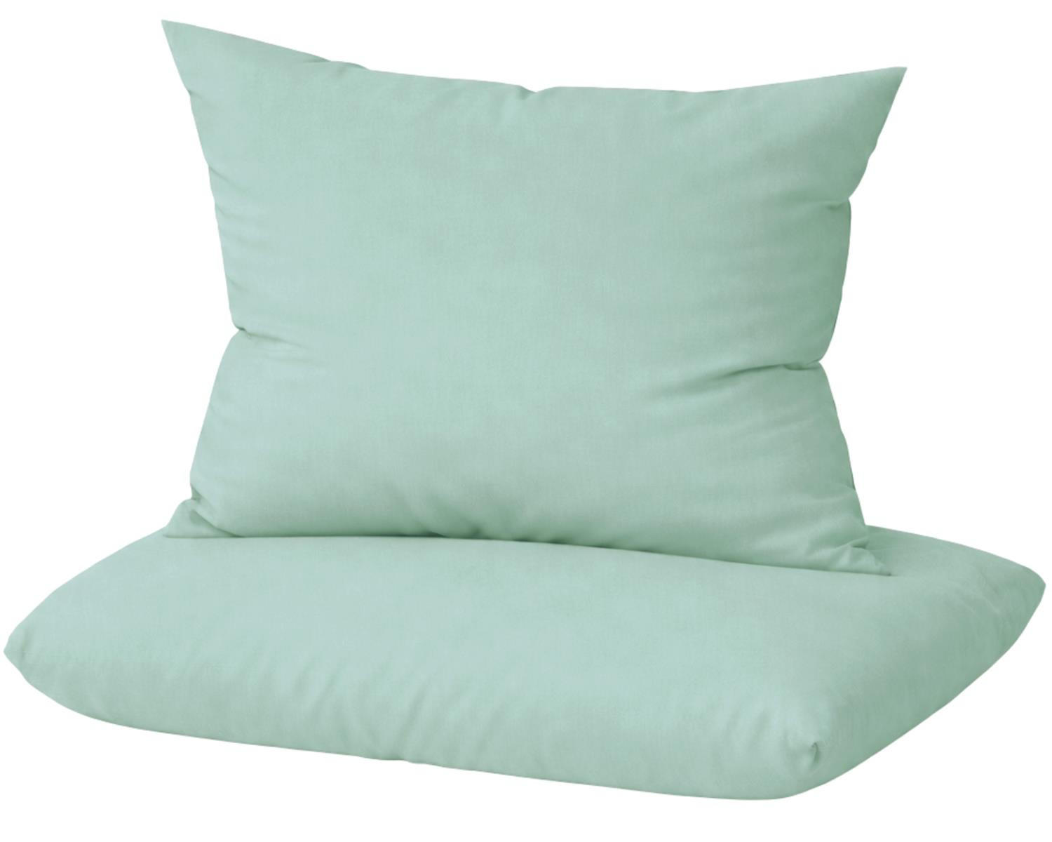 KISSENBEZUG Mako Satin 80x80 cm aus 100% Baumwolle, Kopfkissenbezug 80 x 80 im 2er Set - Grün Grau - Pastellgrün, Textil (80/80cm) - Carpe Sonno