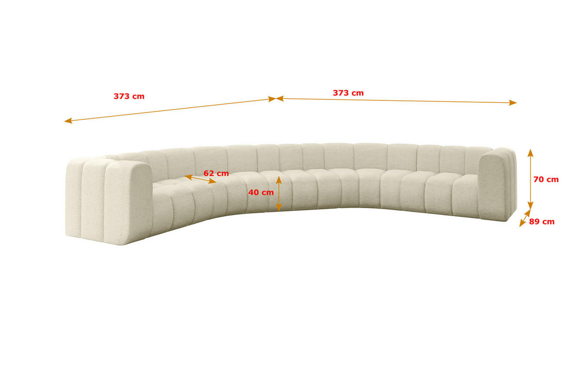 WOHNLANDSCHAFT modulares Sofa Lazro-U1 - 373x373x70 cm Beige - Beige, Holzwerkstoff/Textil (373/70/373cm) - ALTDECOR