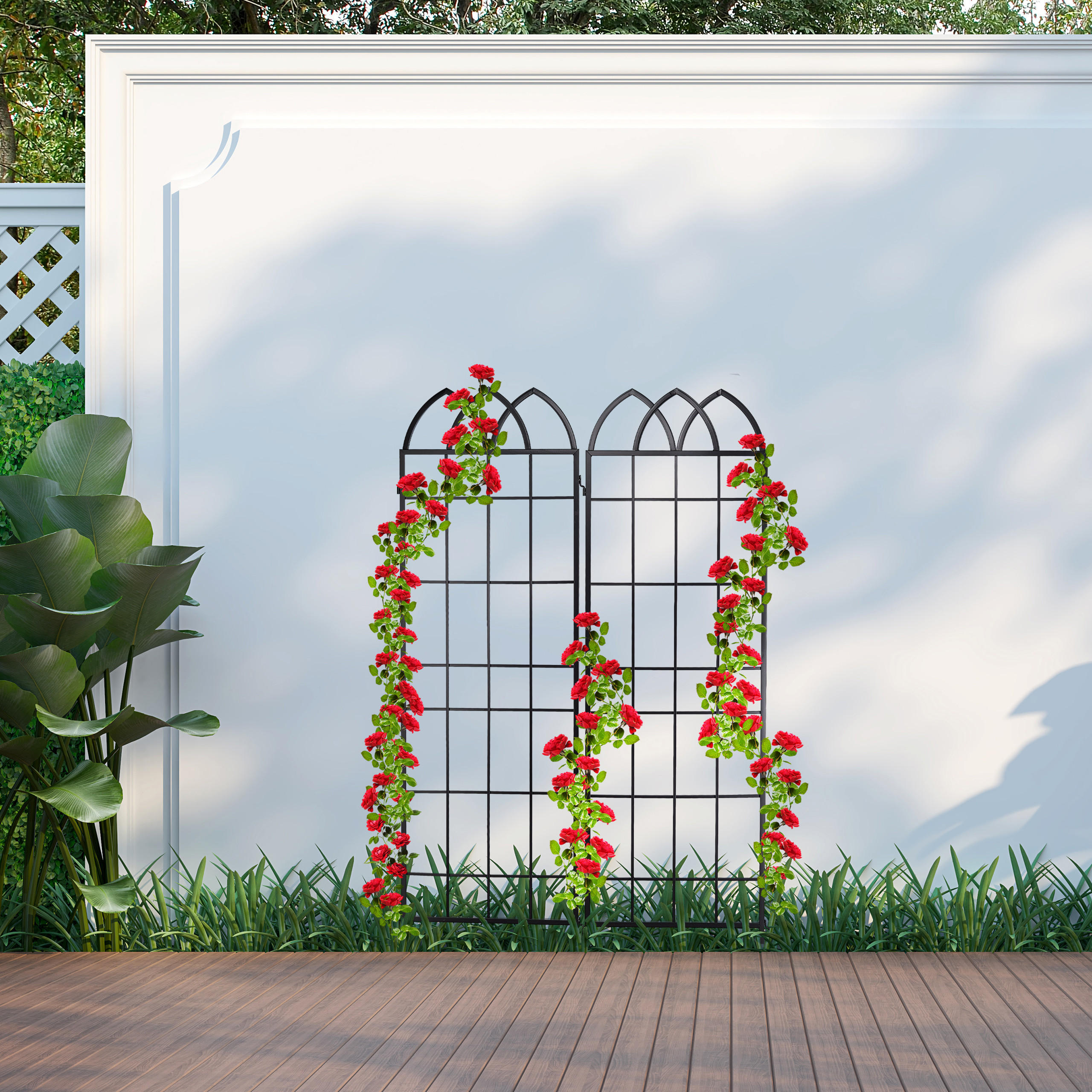 2xRANKGITTER - Schwarz, Metall (51/183/1.5cm) - Relaxdays