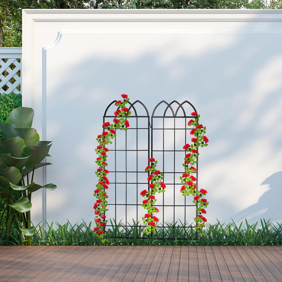 2xRANKGITTER - Schwarz, Metall (51/183/1.5cm) - Relaxdays