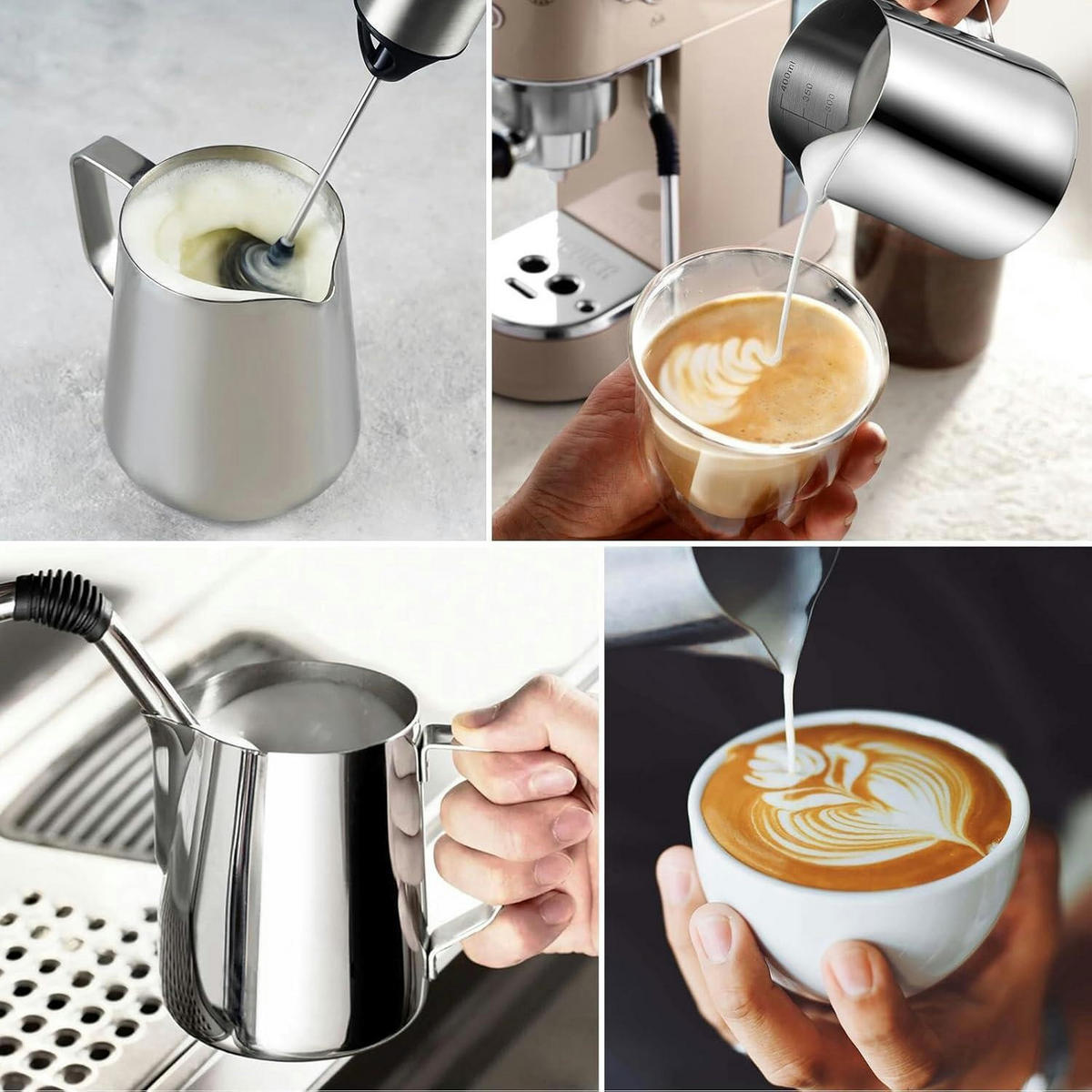 MILCHKÄNNCHEN Edelstahl 400 ml spülmaschinenfest - Silberfarben, Metall (9/9cm)