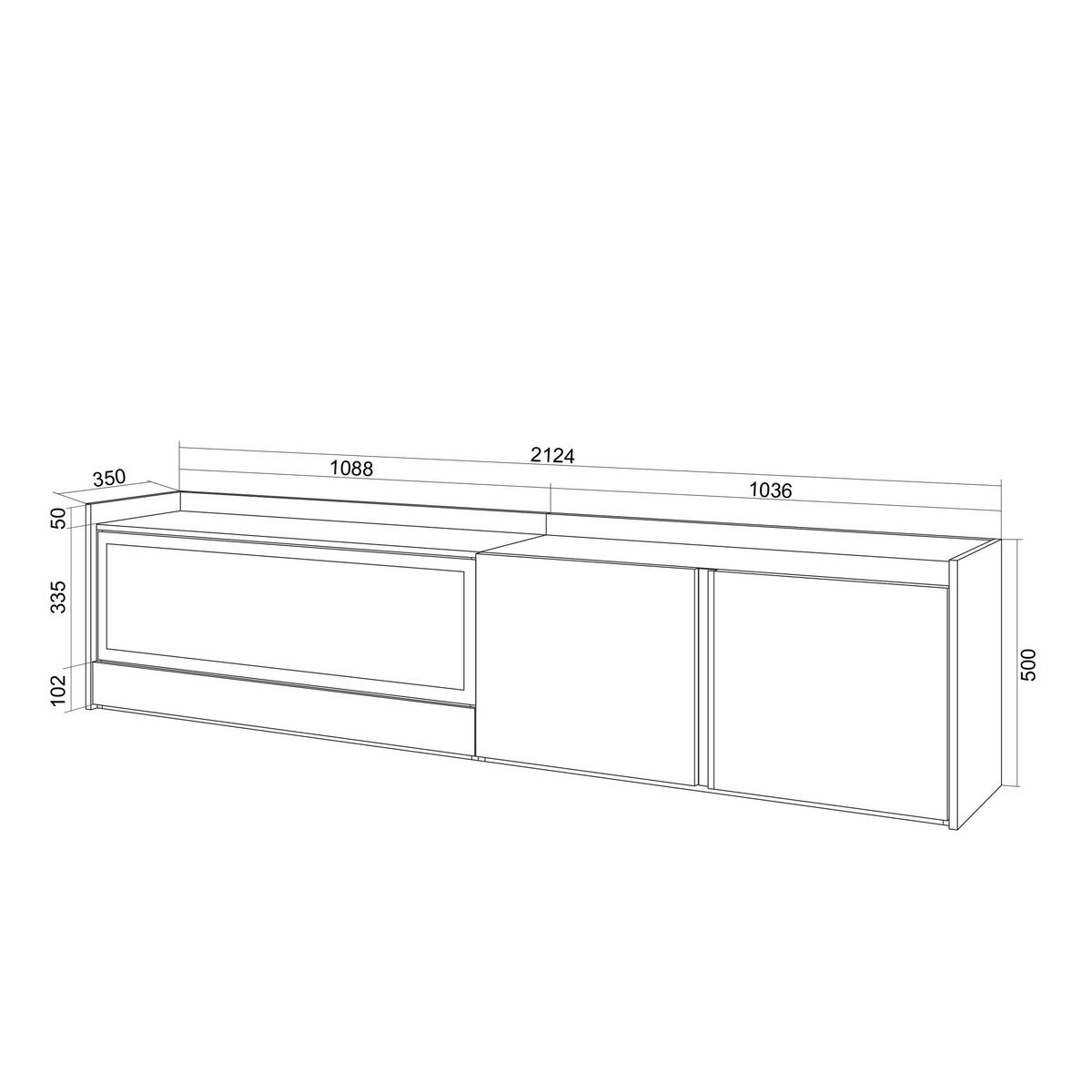 LOWBOARD, Eiche und Schwarz, 212/35/50cm, Kamin mit Feuereffekt XXL - Eichefarben, Holzwerkstoff (212/50/35cm) - Skraut Home