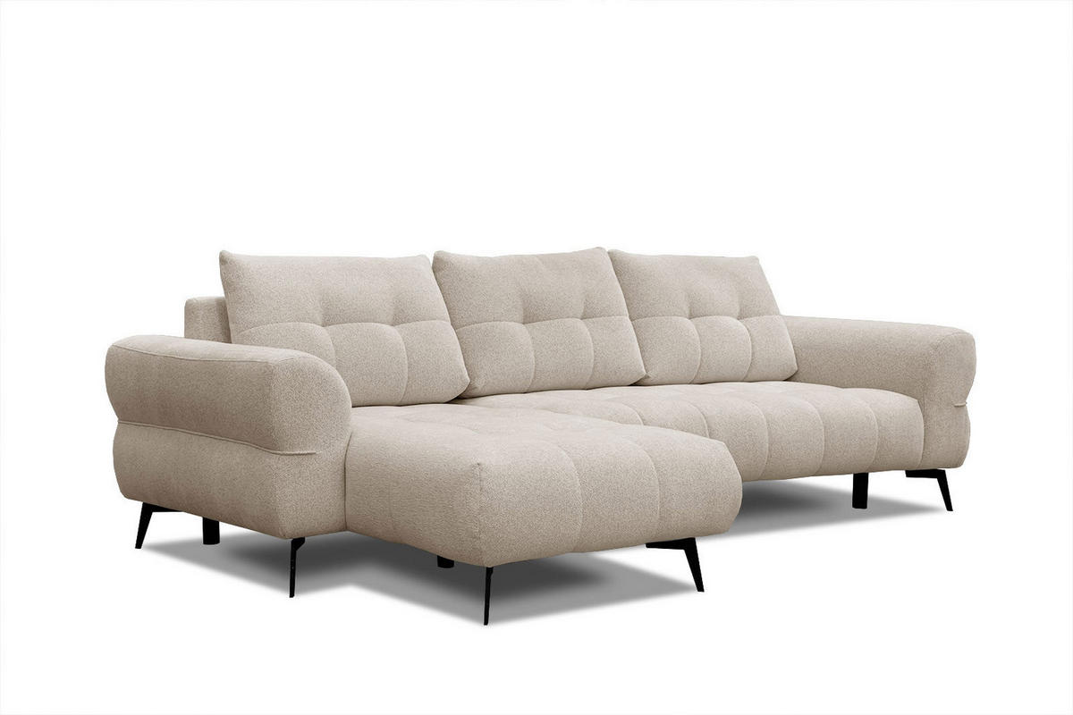 ECKSOFA SALVINI 4-Sitzer, ecru - Ecru/Schwarz, Holzwerkstoff/Textil (158/292cm) - Courtois Laville