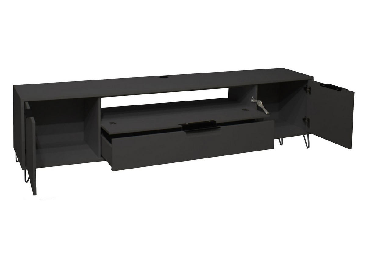 LOWBOARD Erna 216x45x62 Anthrazit matt Lack - Anthrazit, Holzwerkstoff (216/62/45cm) - 58aufmkessel
