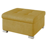 POLSTERHOCKER Niko Klein - Currygelb/Silberfarben, Holz/Textil (70/41/68cm) - MIRJAN24