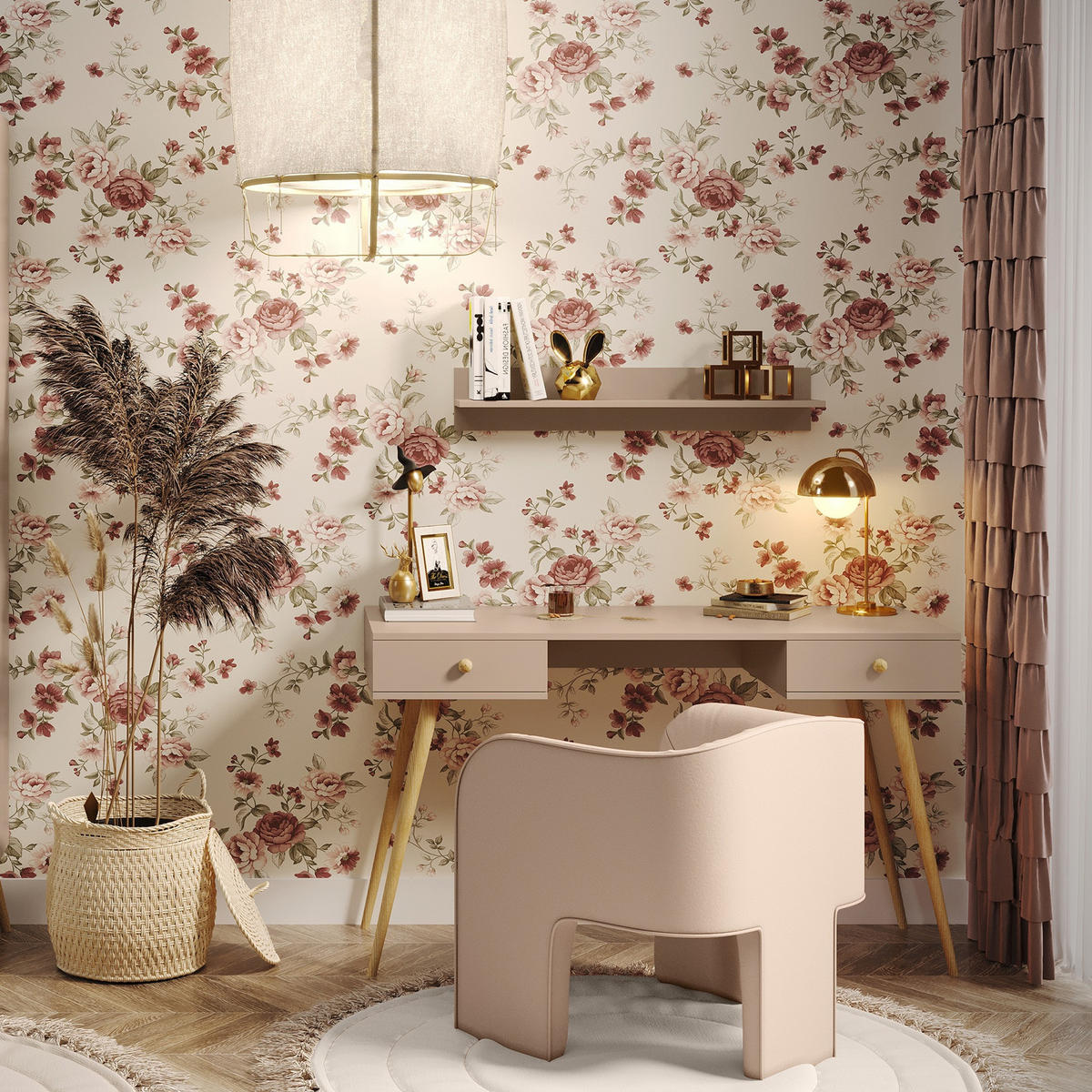 SCHREIBTISCH Macchiato Skandinavischer Stil Mit Schubladen - Beige, Holz (135/135/79cm) - Sepro Meble