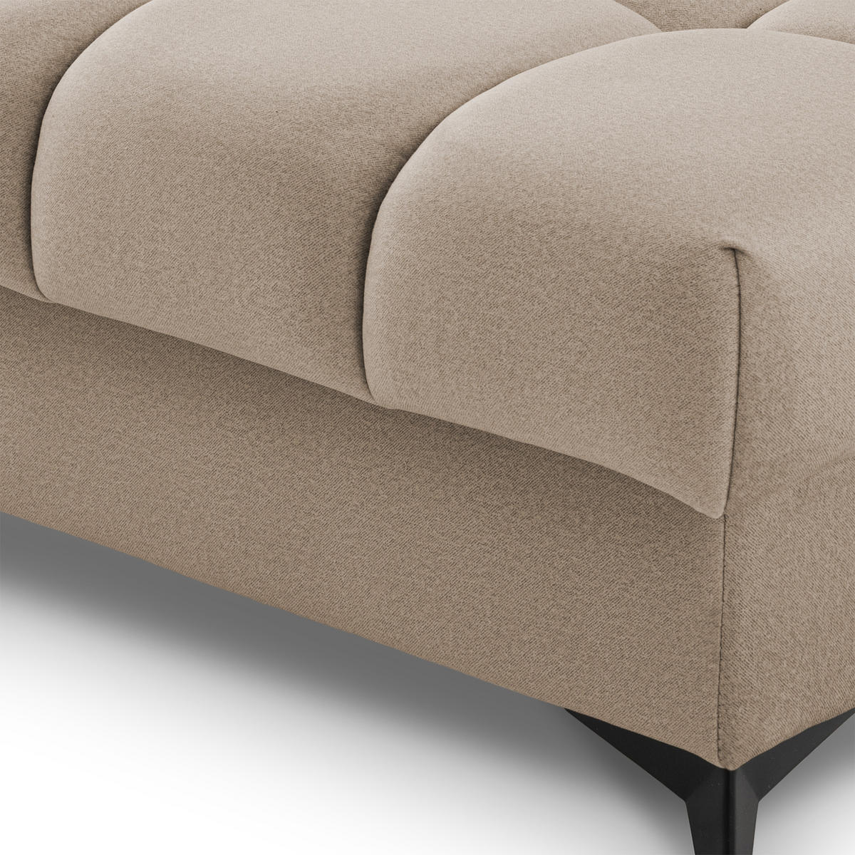 ECKSOFA PUDDING L Rechts mit Schlaffunktion 125x195 Velours Beige - Beige/Schwarz, Holz/Textil (275/203cm) - Muffo