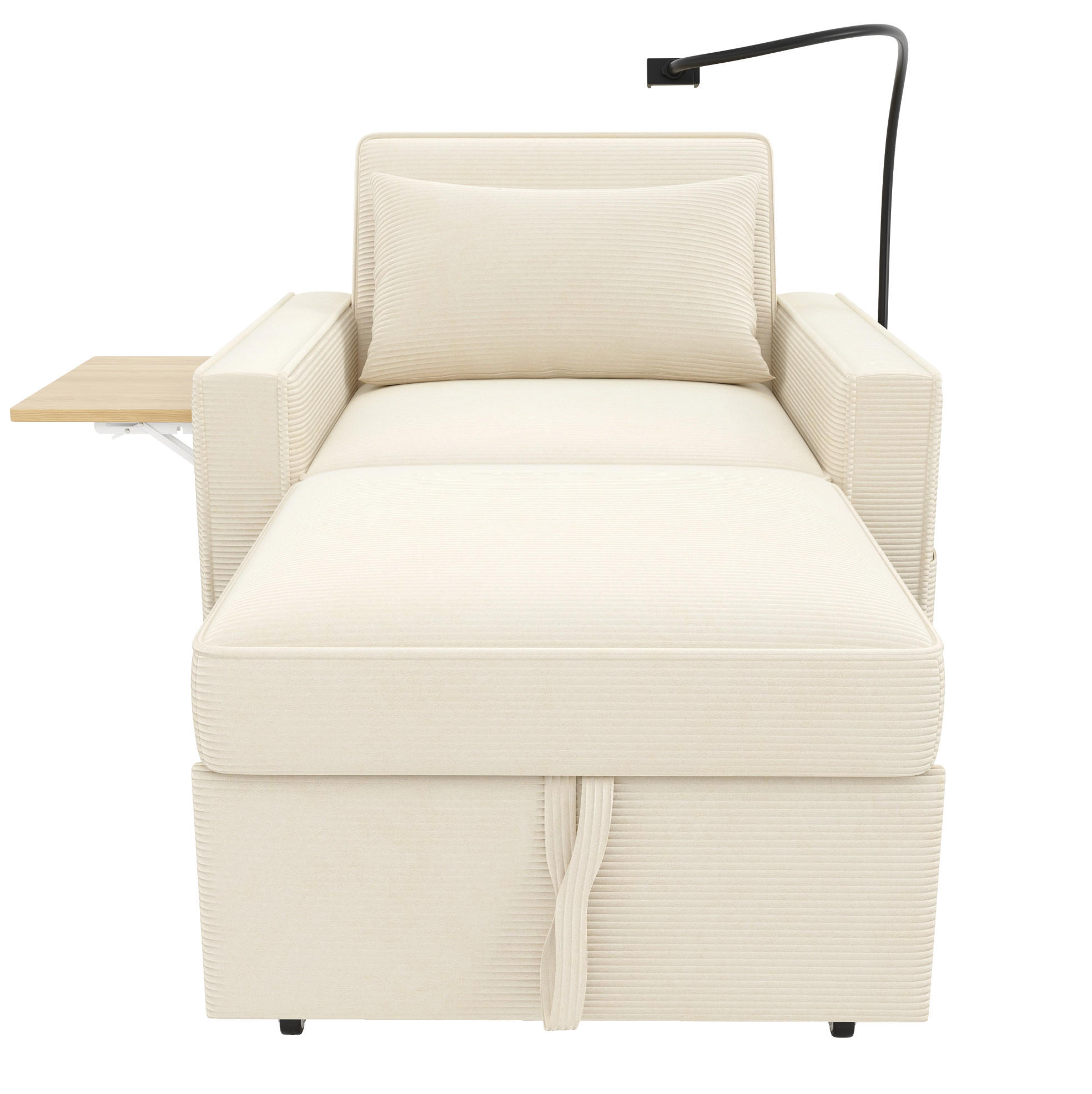 SCHLAFSOFA Multifunktionales mit USB-Anschluss und Handyhalter Cord Beige 93/150/85 cm - Beige, Textil (93/85/150cm) - OKWISH