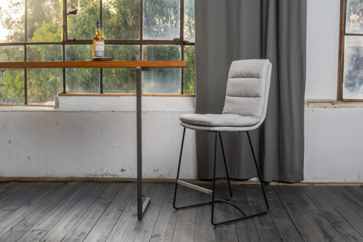 BARHOCKER VINCE Hellgrau Webstoff - Hellgrau, Textil (45/105/58cm) - KAWOLA