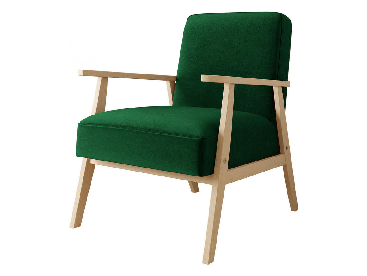 SESSEL Retro - Naturfarben/Grün, Holz/Textil (59/76/67cm) - MIRJAN24