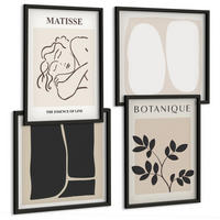 BILDER SET 4er Set - 50x50 cm & 40x60 cm Schwarzer Rahmen - Matisses stilvolle Pflanzenbilder - Schwarz, Kunststoff (50/50cm) - TULUP