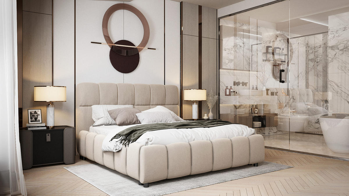 POLSTERBETT Egeris 140x200 cm, Beige - Beige, Textil (140/200cm) - Fedve