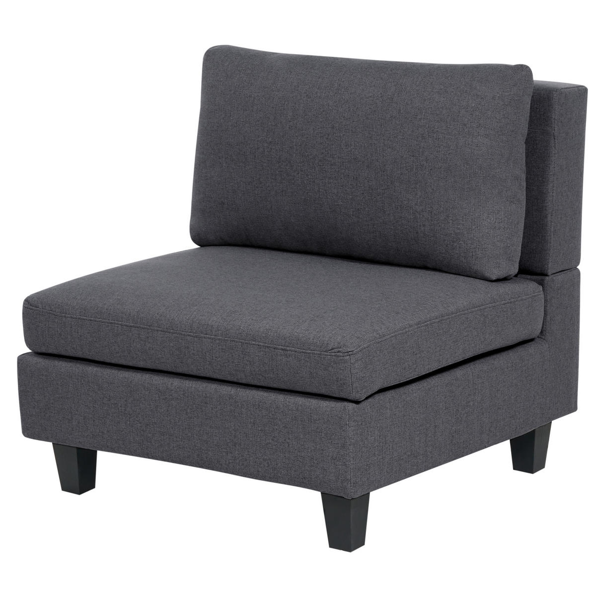 ECKFSOFA Modul 5-Sitzer linksseitig Dunkelgrau Stoff mit Ottomane Unstad - Dunkelgrau/Grau, Textil (228/228cm) - Beliani