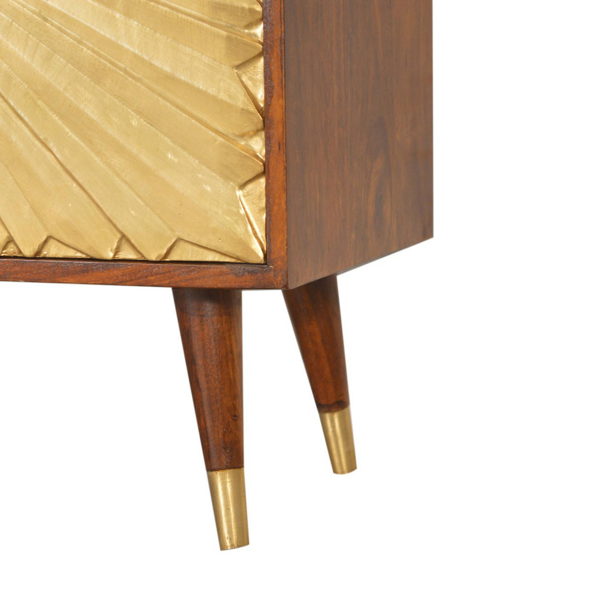 KOMMODE goldfarben, Kastanienholz-Finish - Messingfarben/Braun, Holz/Metall (75/80/35cm) - Artisan Furniture
