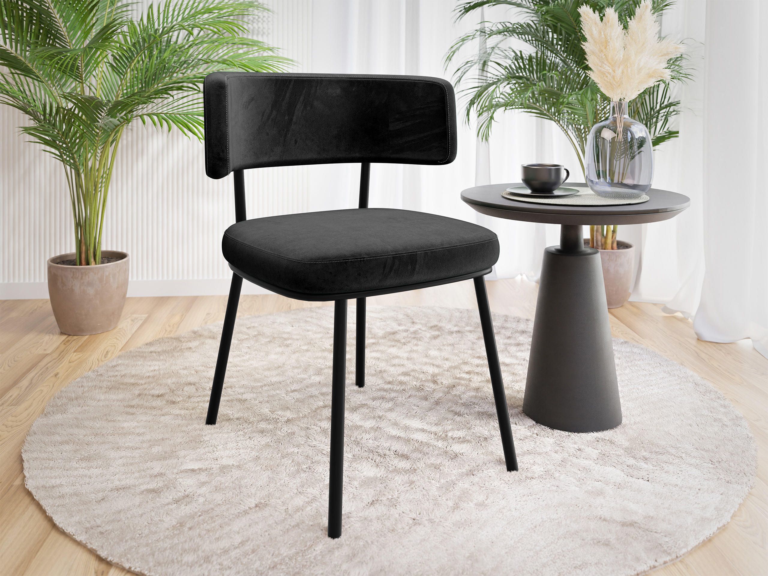 POLSTERSTUHL Iga - Schwarz, Textil/Metall (58/75/57cm) - MIRJAN24