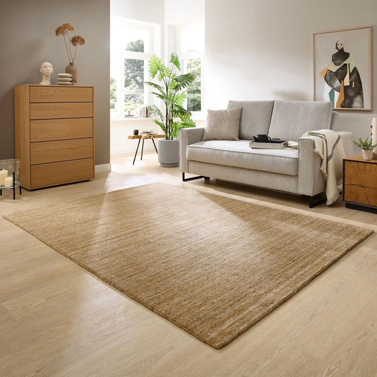HANDWEBTEPPICH Pure 250x350 cm - Currygelb, Textil (250/350cm) - THEKO