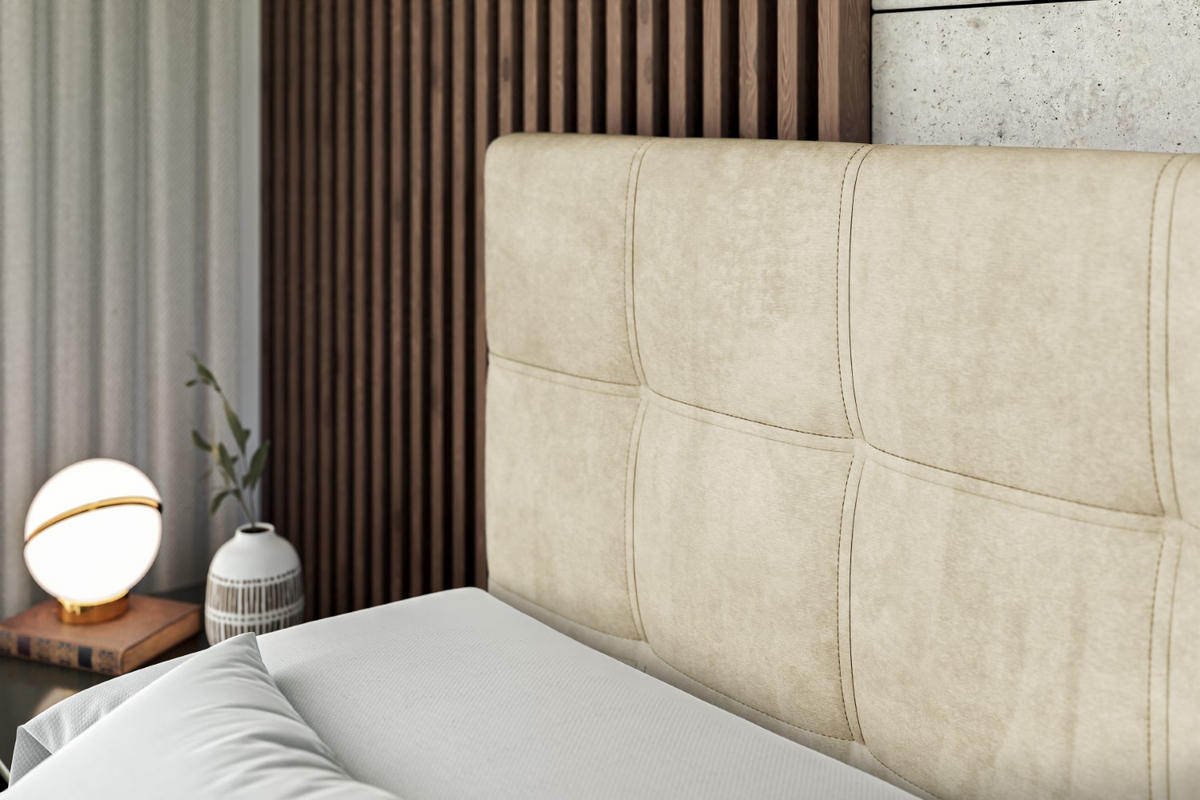 BOXBETT mit Matratze H3 und Lattenrost - MARCE - 160 x 200 cm - Beige - Beige, Holzwerkstoff (160/200cm) - ALTDECOR