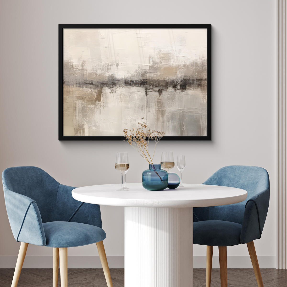 POSTER MIT RAHMEN Moderne Kunst - Abstrakt - Beige 80x60 cm - Beige, Papier (80/60cm) - MuchoWow